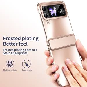 Étui de téléphone portable pliant galvanoplastie PC dur pour Samsung Galaxy Z Flip4 Flip3 5G <span class=keywords><strong>Oppo</strong></span> <span class=keywords><strong>Find</strong></span> N2 <span class=keywords><strong>Flip</strong></span> Matte Couverture de téléphone de luxe - Product Image 4