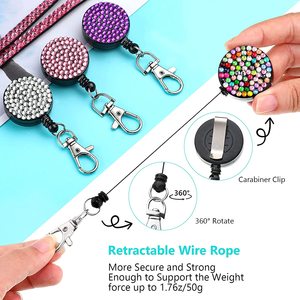 Bán Hot Tùy Chỉnh Có Thể Thu Vào Reel <span class=keywords><strong>Bling</strong></span> Pha Lê Rhinestone Cổ Dây Buộc Với Chủ Thẻ Huy Hiệu - Product Image 5