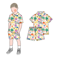 Little Glow Kids Summer Lightweight Boys Polo Top Shorts Set Ramah Kulit Bahan Sutra Susu Tampan Kasual Pakaian Sehari-hari