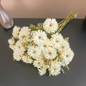 Artificial Daisy Flowers Red Plastic Fabric High Simulation Autumn Decor Home Floral Arrangement Single <b>Branch</b> JG-19101 - Product Image 3
