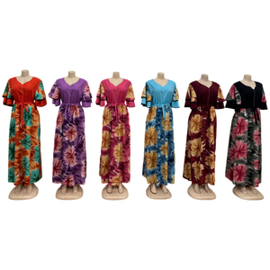 Nouvelle <span class=keywords><strong>Robe</strong></span> d'été décontractée à <span class=keywords><strong>col</strong></span> en <span class=keywords><strong>V</strong></span> et <span class=keywords><strong>manches</strong></span> <span class=keywords><strong>courtes</strong></span>, imprimée, avec lacets, style ample et tendance, vente en gros - Product Image 2