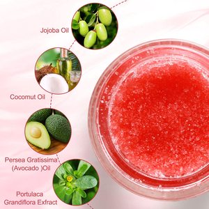 Gommage Lèvres au Sucre Herbal Rose <span class=keywords><strong>Fraise</strong></span> Végétalien Bio Marque Privée pour Grossiste, Soin Exfoliant Imperméable - Product Image 2