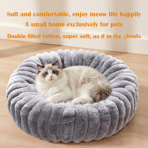 Cama para Mascotas de Invierno, Cálida, de Alta Densidad, Recta, Imitación Piel de Conejo, Nido Largo, Relleno de Algodón PP Sostenible para Perros Pequeños - Product Image 3