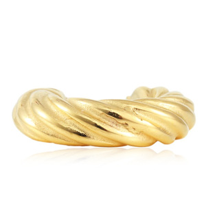 Twisted Hoop Earrings Gold <b>Titanium</b> Steel 19040 Everyday Wear - Product Image 3