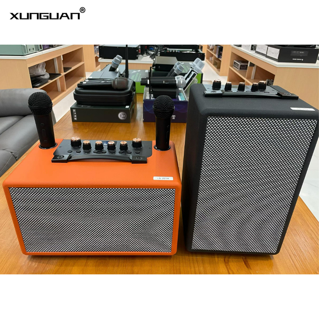 LS-201 L-202 Hifi 6.5-inch Active Wireless Speaker with Blue-tooth Portable 2 Wireless Microphone for Home KTV / Outdoor Party