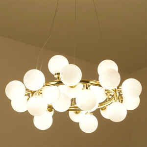 JYLIGHTING Modern White Glass Ball Chandelier Simple Bubble Hanging <strong>Light</strong> with LED/Bulb Living Room Bedroom <strong>Dining</strong> Room Lighting - Product Image 4