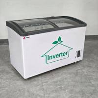 Congélateur coffre à onduleur haute efficacité avec vitrine incurvée pour crèmes glacées, réfrigérateur commercial pour aliments surgelés