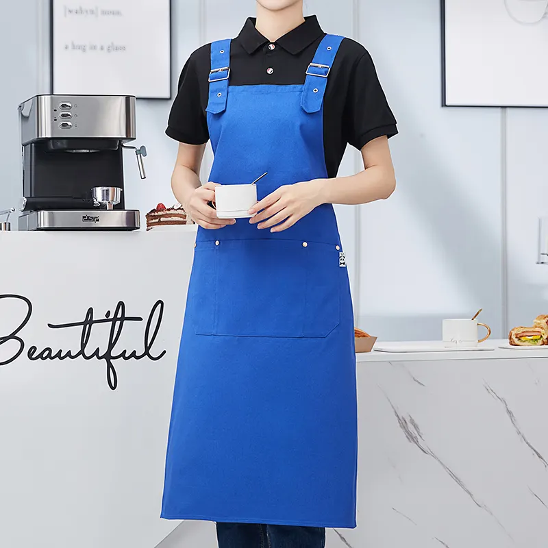 Salon Apron Hotel Restaurant   Bar Uniforms 100% Cotton Waterproof Apron Custom Logo