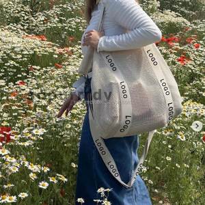 Custom Logo <b>Tote</b> Bag Hand-knitted Shoulder <b>Tote</b> Fairycore Bag Hollow Womens Shoulder Handbag Large Foldable Mesh Shopping Bag - Product Image 6
