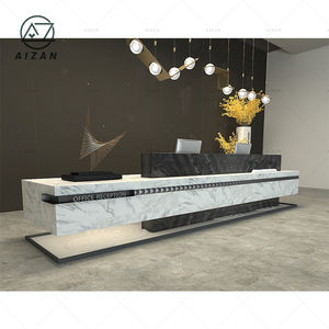 Contatore di informazioni di lusso in pietra di marmo artificiale di <span class=keywords><strong>2025</strong></span> Design nuovo Hotel banco Check-in di grandi dimensioni - Product Image 3