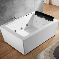Baignoires de massage rectangulaires modernes et intelligentes Baignoires à remous Spa Jardin intérieur Trempage Cascade Égouttoir autoportant pour les couples