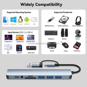 Hub 8-Port USB C <strong>Docking</strong> <strong>Station</strong> USB 3.0 &amp; 2.0 Multiport Hub SD TF Card Reader <strong>for</strong> Lenovo Macbook Pro Multi Splitter Adapter - Product Image 4