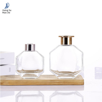 Bouteille diffuseur de parfum en verre transparent octogonal plat de forme unique, vide, 100 ml, 200 ml, avec bouchon à vis pour la décoration intérieure