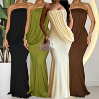 J797 Robe longue tube sans manches tendance pour femme, style streetwear sexy, élégante et unique, couleur unie, pour l'été