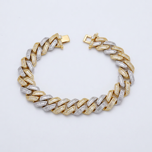 Bracelet chaîne en argent sterling 925 avec moissanite, 12 mm, 8,5 pouces, plaqué or, bijoux pour hommes style hip-hop MXB00612-C3 - Product Image 1