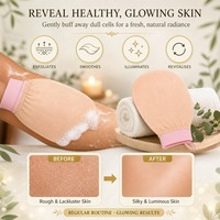 Gant exfoliant en soie personnalisé avec logo, pour gommage corporel, fabrication OEM ODM, bande élastique imprimée, vente en gros