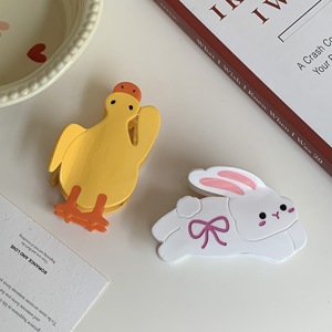 Pinzas de Pelo con Forma de Animal de Dibujos Animados, Pinzas de Acetato con Forma de Conejo Blanco, Pinzas de Pelo con Forma de Pato para Niñas - Product Image 2
