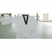 Uniforme de Taekwondo de 9 oz de Polialgodón con Cuello en V, Blanco, Unisex, para Bebés y Niños Pequeños, OEM