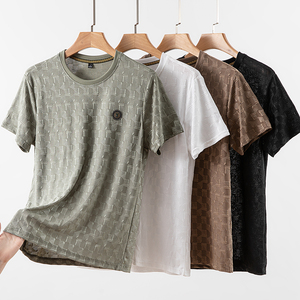 Jacquard cảm giác mát mẻ chất lượng phổ biến unisex thời trang O-cổ thiết kế nhà máy bán hàng trực tiếp Áo Thun bán buôn - Product Image 3