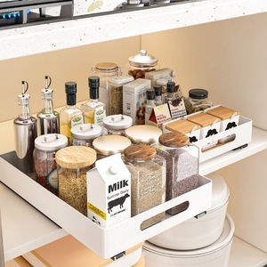 Organisateur de cuisine <span class=keywords><strong>sous</strong></span> l'évier sans perçage, en métal, pour épices, support de rangement coulissant, organisateur de placard de cuisine, fabricant - Product Image 1