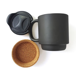 Agh New Arrival Custom Logo 12Oz Matte Keramische Koffiemok Met Geïsoleerde Kurkbodem En Deksel - Product Image 4