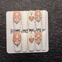 Ongles en acrylique press-on faits main, motif floral 3D, 10 pièces, personnalisables, faux ongles artificiels pour doigts – Nouveauté, Vente Flash