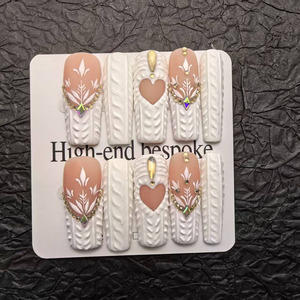 Uñas Acrílicas <span class=keywords><strong>de</strong></span> Presión con Diseño <span class=keywords><strong>de</strong></span> Flores 3D, Hechas a Mano, 10 Piezas, Uñas Postizas Personalizadas, Nuevas Uñas Artificiales para Dedos - Product Image 2