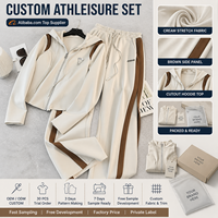 Ensemble de vêtements de sport pour femmes sur mesure, tissu extensible doux, sweat à capuche, pantalon de jogging, panneau contrastant, usine OEM ODM
