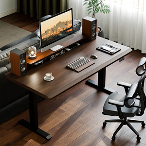 Scrivania Elettrica Regolabile in Altezza in Legno Massello di Gomma, Scrivania Ergonomica Sit-Stand con Motore Singolo per Casa e Ufficio - Product Image 2