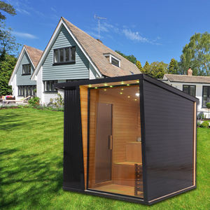 Sauna extérieur pour 4 personnes en cèdre rouge, nouveau design carré de luxe haut de gamme pour villa, sauna de jardin - Product Image 1