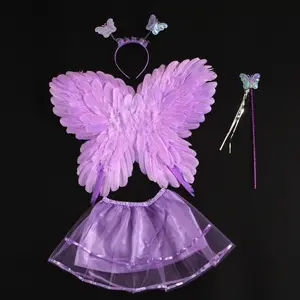 Children Party Carnival Costume Luminous Feather Wings Sets Glowing Feathered Angels Wings