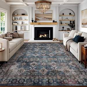 Tapis rectangulaire abstrait Wan Xinlong, résistant aux taches, pour salon et chambre à coucher, style transitionnel - Product Image 2