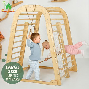 Madera Montessori <span class=keywords><strong>Triangulo</strong></span> Piklers Niño Escalada Juguetes Pickler Triangle Set Tobogán Y Arco Montessori Interior Patio Gimnasio - Product Image 3