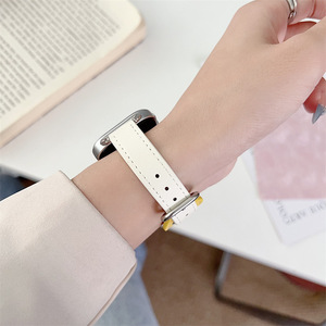 Bracelet de montre en cuir color block avec boucle <span class=keywords><strong>ronde</strong></span>, élégant et fin, compatible avec les montres connectées, style mode féminin - Product Image 2