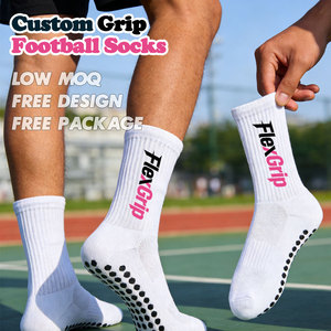 Calzini Antiscivolo FlexGrip con Design Personalizzato, in Cotone Pettinato, Traspiranti, Bianchi, da Uomo, per <span class=keywords><strong>Calcio</strong></span>, con Suola Ecologica - Product Image 1