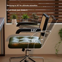 Chaise de salle à manger en cuir, chaise de bureau ergonomique réglable, chaise d'ordinateur légère de luxe pour jeux, chaise d'ordinateur à roulettes