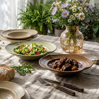 Keramik-Essteller im Farmhaus-Stil mit geriffelter Oberfläche, Servierteller für den täglichen Haushalt, Wochenend-Brunch und Partys