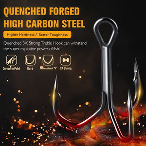 Bulk Treble <strong>Hooks</strong> 3X Strong Forged High Carbon Steel <strong>Black</strong> Nickel V Bend Bass Trout Saltwater Freshwater Fishing <strong>Hooks</strong> - Product Image 2