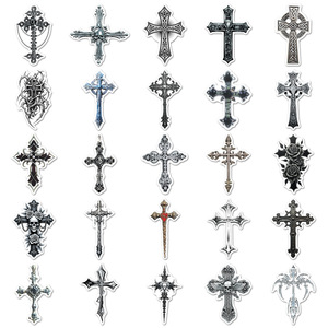 50 Pegatinas Cruzadas en Blanco y Negro, Estilo Gótico Retro Oscuro, Creativas, Impermeables, para Teléfono, Modelo Chino TZ-SZJ-<span class=keywords><strong>1899</strong></span> - Product Image 3