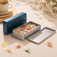 Boîte en étain rectangulaire à couvercle plat brillant 261 x 116 x 43 mm pour l'emballage de bonbons, avec matériaux de qualité alimentaire et conformité certifiée FDA
