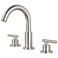 Robinet de salle de bain blanc mat à deux poignées, trois trous, avec bec rond à arc haute et levier à lame, pour lavabo