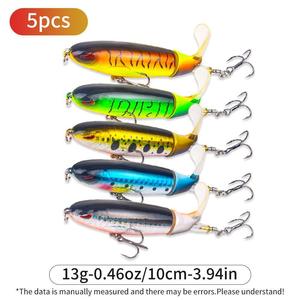 Vente 5 pièces/ensemble 13g 10cm Top crayon d'eau leurre de pêche appât dur avec queue rotative flottante pour bar truite eau douce eau salée - Product Image 2