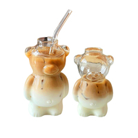 Verre à haute teneur en borosilicate soufflé à la main en forme d'ours nouveau design tasses à jus en verre verres mignons