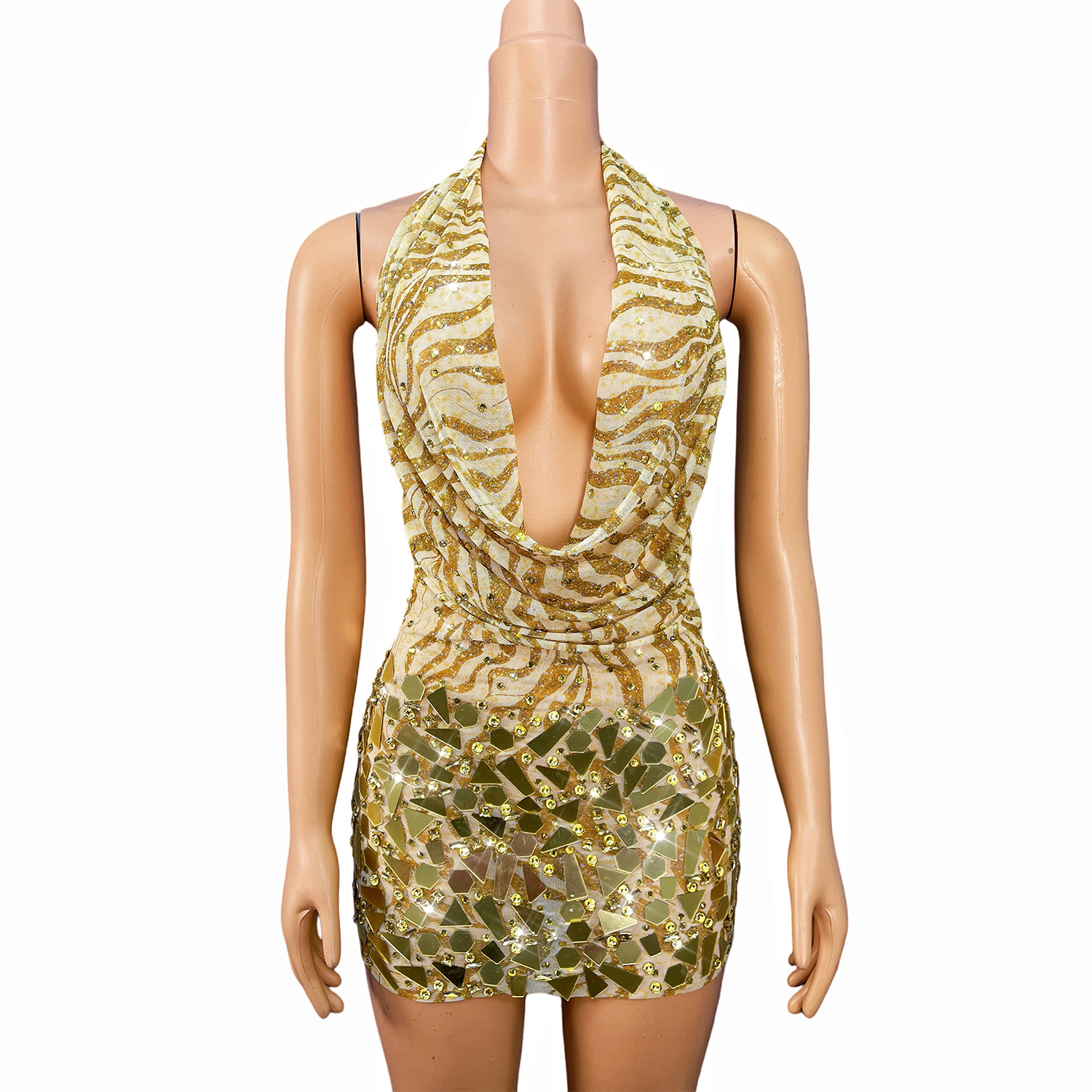 slim fit dress slacks Gold Iridescent Sequin Short Dress main image 0