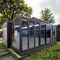 Bâtiment de bureau pliable en verre à aile unique, design moderne, pour supermarchés et espaces de vie