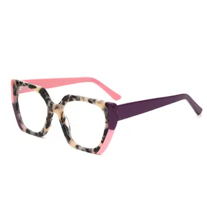AWT008 2022 Designer Glasses Women Unique Fashion Colored Handmade Acetate Eyewear Eyeglasses Frames