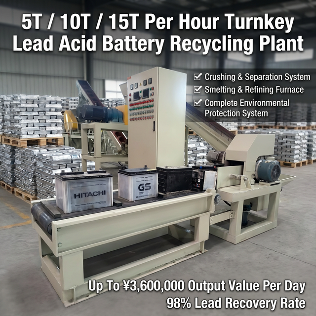 50 Ton Lead Battery Recycling Small Plant for Lead Acid Battery Making Machine