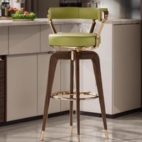 Chaise de bar moderne et légère de luxe avec dossier haut en acier inoxydable et rotation pour table d'îlot de salon