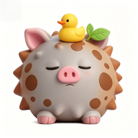 Figurine de cochon en plastique écologique promotionnelle avec figurine de canard, poupée de dessin animé peinte sur mesure, modèle OEM personnalisé pour bureau