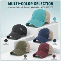 Casquette de baseball trucker personnalisée bicolore délavée à 6 panneaux, non structurée, avec dos en maille et détails usés et déchirés pour hommes et femmes OEM ODM